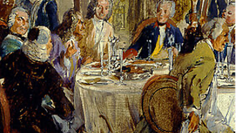 King Frederick II's Round Table in Sanssouci. Sketch