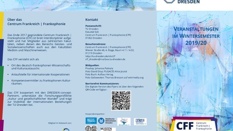 Seite 1 des Programmflyers des Centrum Frankreich | Frankophonie der TU Dresden im Wintersemester 2019/20