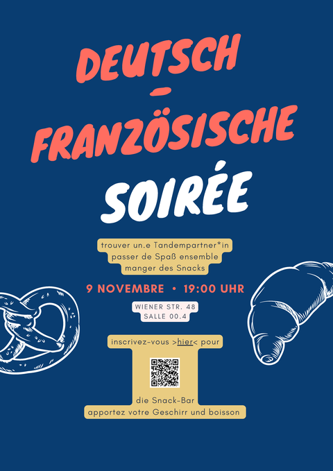 Plakat anlässlich des Deutsch-französischen Abends am 09.11.2023 an der TU Dresden.