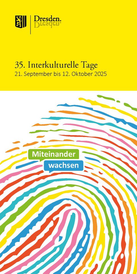 Cover des Flyers anlässlich der Interkulturellen Tage der Stadt Dresden vom 21.09.-12.10.2025.