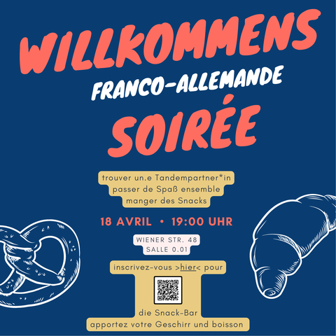 Flyer Willkommensabend Erasmus-Studierende Französisch SoSe 23