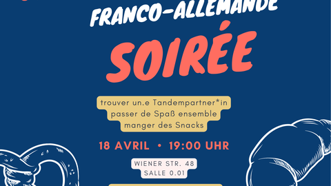 Flyer Willkommensabend Erasmus-Studierende Französisch SoSe 23