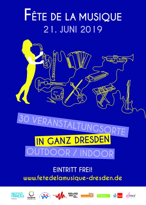 Plaktat zur Ankündigung der Fête de la Musique 2019 in Dresden