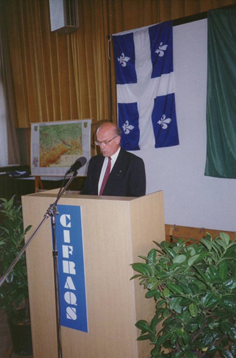 Monsieur Denis Bédard, Generaldelegierter der Regierung von Québec bei seiner Eröffnungsrede