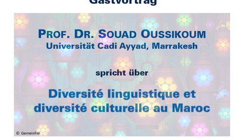 Plakat zur Ankündigung des Gastvortrags von Frau Prof. Dr. Souad Oussikoum am 11.07.17