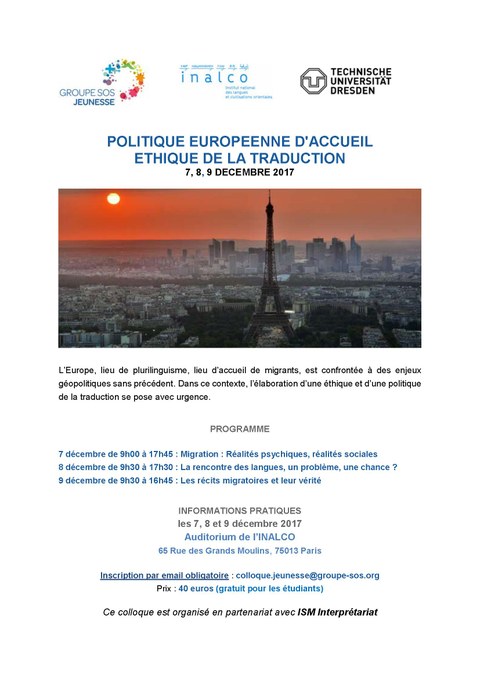 Plakat Internationales Kolloquim INALCO, Paris, 7.-9.12.2017