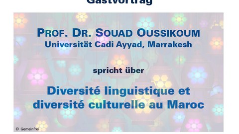 Plakat zur Ankündigung des Gastvortrags von Frau Prof. Dr. Souad Oussikoum am 11.07.17