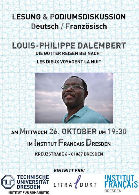 Plakat zur Ankündigung des Gastvortrags von Louis-Philippe Dalembert am 26. Oktober 2016