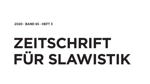 Zeitschrift für Slawistik 2020