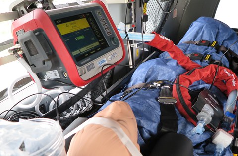Testsetup für Untersuchungen im Helikopter