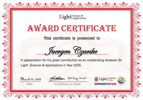 LSA-Award for outstanding reviewer JC 2025