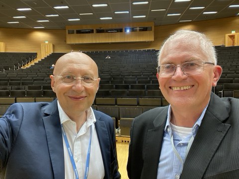 Photo from ICO-25, from left, Stefan Hell (Nobel Prize 2014) and Juergen Czarske