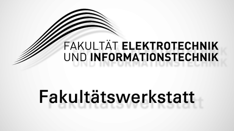 Grafik: Logo der Fakultät EuI, darunter ein Schriftzug "Fakultätswerkstatt"