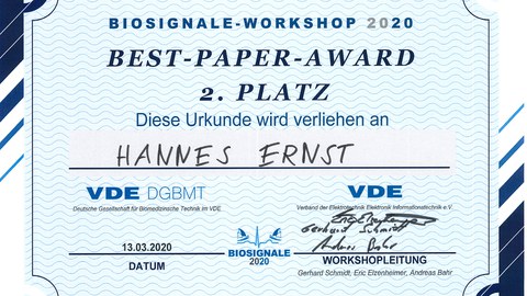 Best Paper Award Hannes Ernst