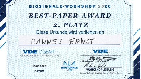 Best Paper Award Hannes Ernst