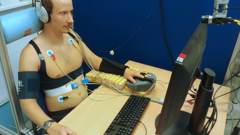 Man taking part in camera-stress-study