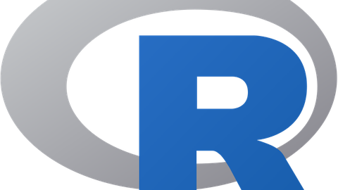 Image shows the logo of the program R: the letter R with a circle