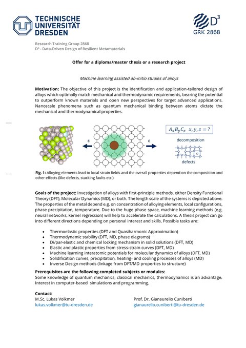 Offer for a diploma/master thesis or a research project