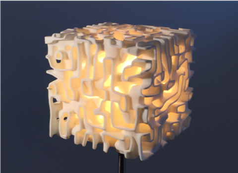Designed lamp using bicontinuous structure