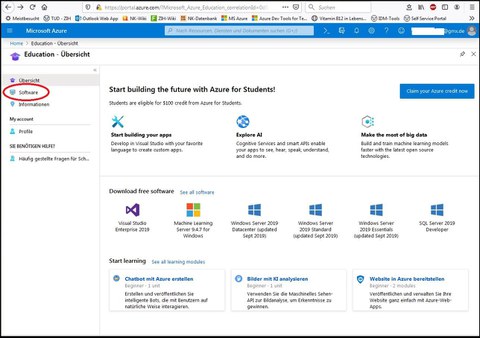 Azure DevTools for Teaching Main Catalog View