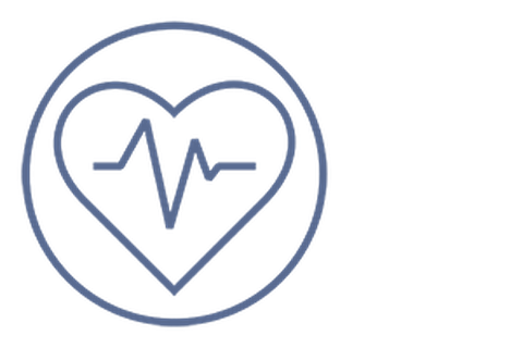 Icon für Digital Health, Herz mit Herfrequenz in einem Kreis