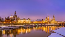Dresden Panorama Brühlsche Terrassen bei Nacht