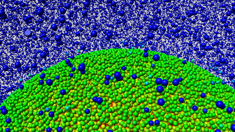 Visualisierung des Molekülmodells eines Aceton-Tröpfchens