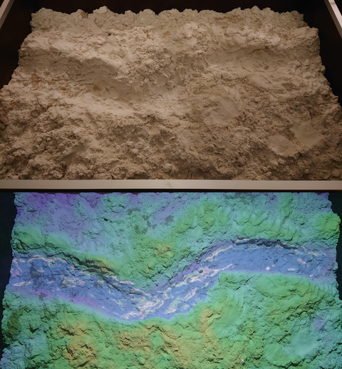 Picture of the sandbox, below with projection