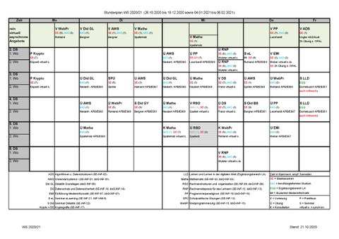 Stundenplan WS 2020/21