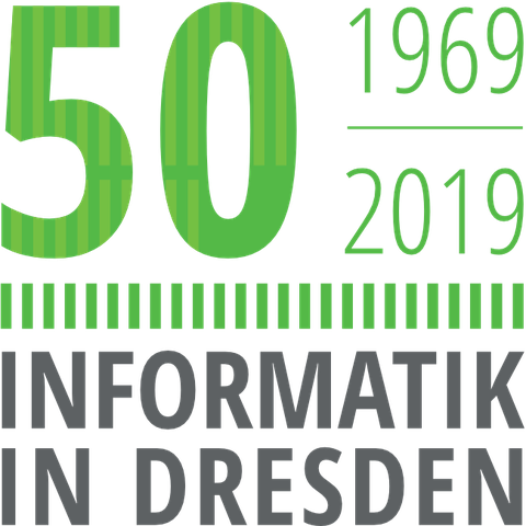 Logo zum Jubiläum 50 Jahre Informatik in Dresden (1969 bis 2019)