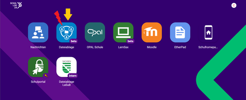 Übersicht Dienste von Schullogin.de, Fokus auf Dateiablage