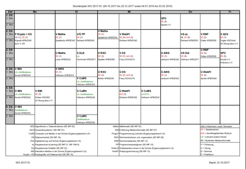 Der aktuelle Stundenplan