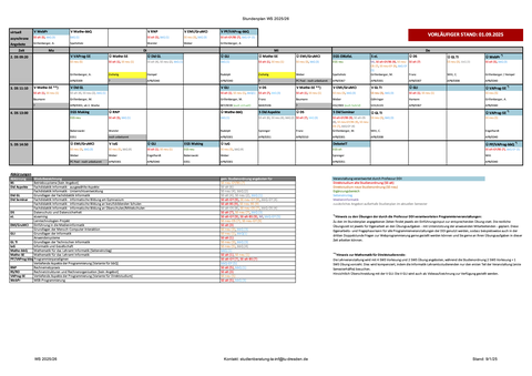 Stundenplan WS25/26 (vorläufig)