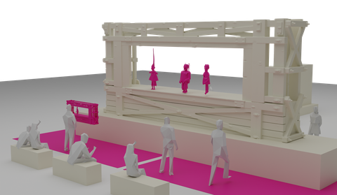 VR Szene einer Marionettenbuehne