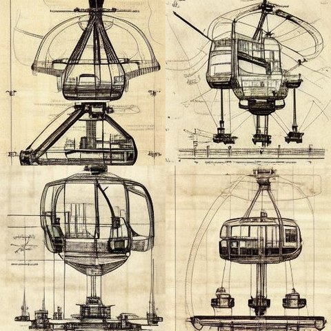 Technical diagram of cable cars