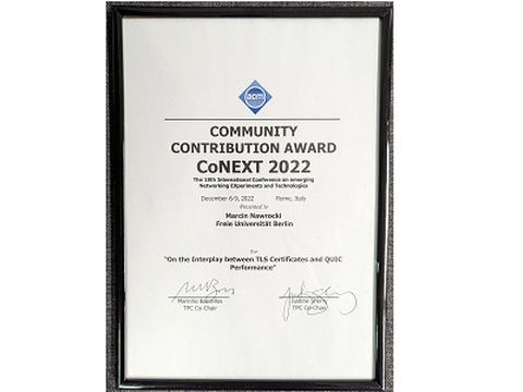Best Community Contribution Award ACM CoNEXT 2022