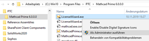 License Wizard als Admin starten