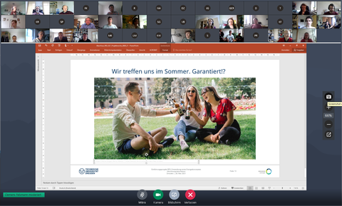 Abschlussfolie GoToMeeting mit Teilnehmerfotos