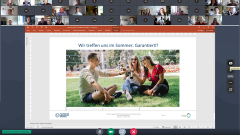 Abschlussfolie GoToMeeting mit Teilnehmerfotos