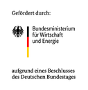 Logo des BMWE mit Zusatz Gefördert durch Bundesministerium für Wirtschaft und Energie auf Grund eines Beschlusses des Deutschen Bundestages