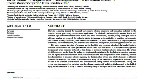Review Paper zur Klebtechnik im Spannungsfeld der Korrosion in der maritimen Anwendung erschienen