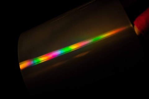 Rainbow colors on a metal surface