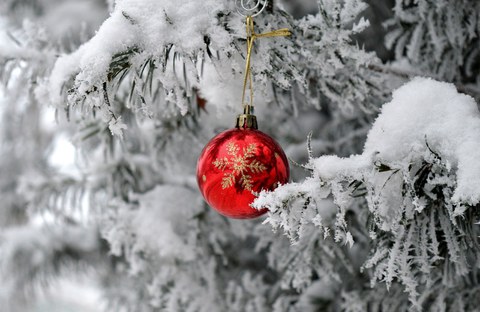 Weihnachtskugel am Baum