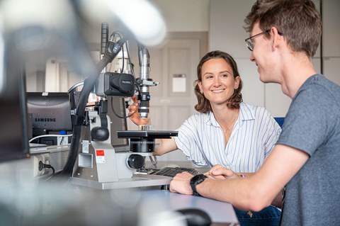 Studierende am Lichtmikroskop