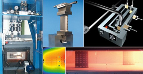 The picture shows some details of a hot gaz test bench