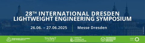 Banner mit Schrift "28th International Dresden Lightweight Engineering Symposium"; "26.06 - 07.06.025, Messe Dresden