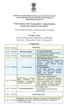 Indo-German S&T Cooperation - Opportunities ahead and vision for future, 26.03.2024, indiche Botschaft in Berlin
