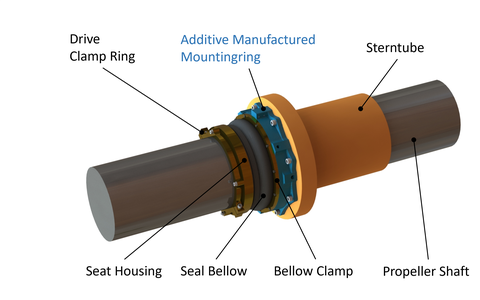 CAD drawing of an elongated component with labelling.