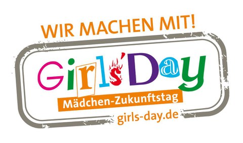 Girlsday Logo mit Schriftzug: Wir machen mit!