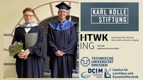 Karl-Kolle-Preis 2022 für eine Leichtbau-Masterarbeit der HTWK Leipzig. Der Preisträger, Herr Dipl.-Ing. Willi Zschiebsch (links) mit dem Betreuer der Arbeit, Prof. Robert Böhm (rechts)